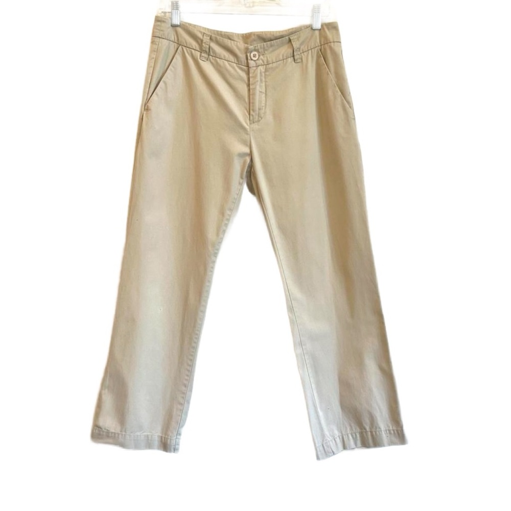 Garnet Hill Womens Work Pants Khaki Chino Mid Rise Straight 100% Cotton Size 6